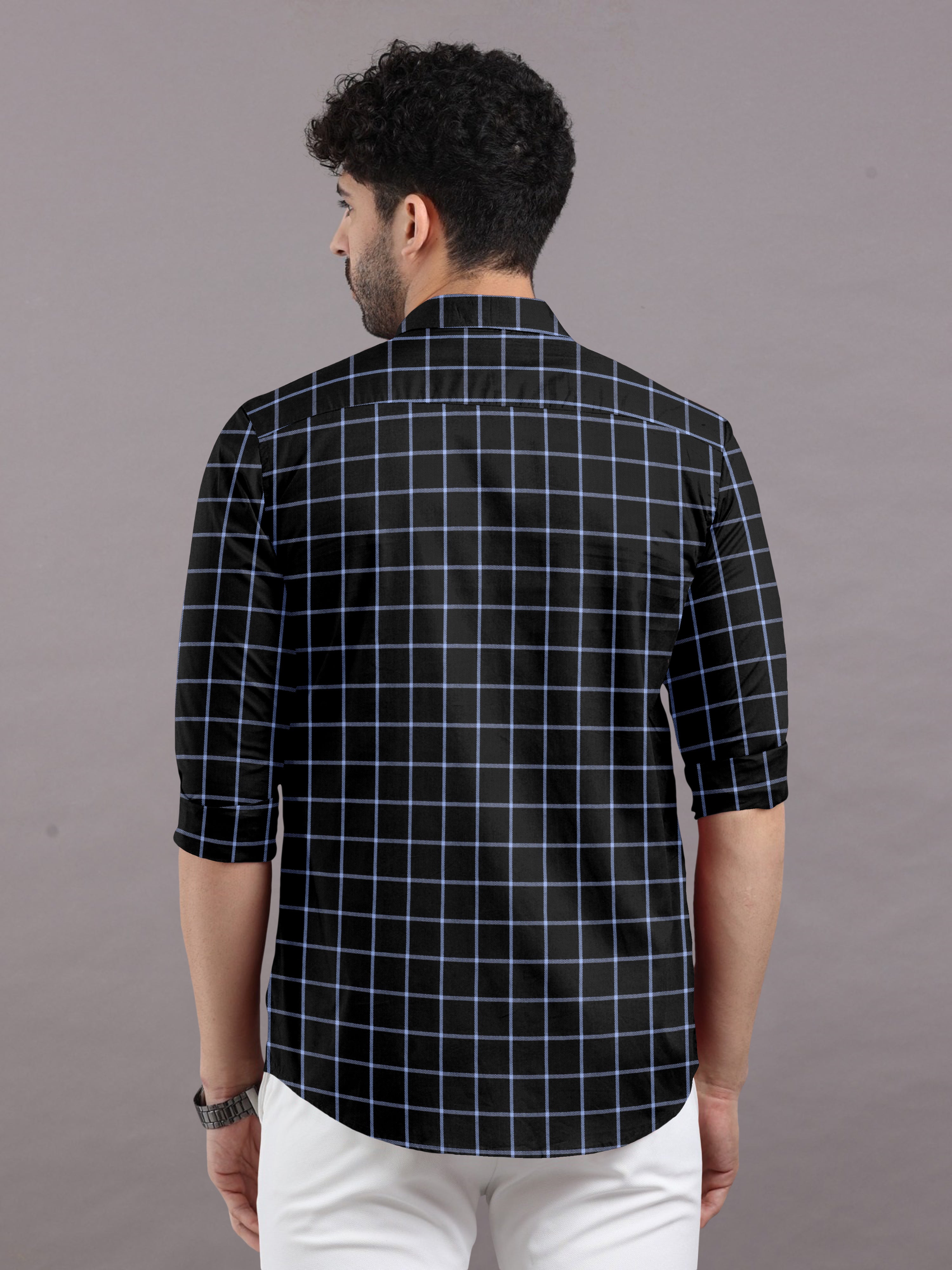 Classic Fit Blue Checks Cotton Long Sleeve Shirt