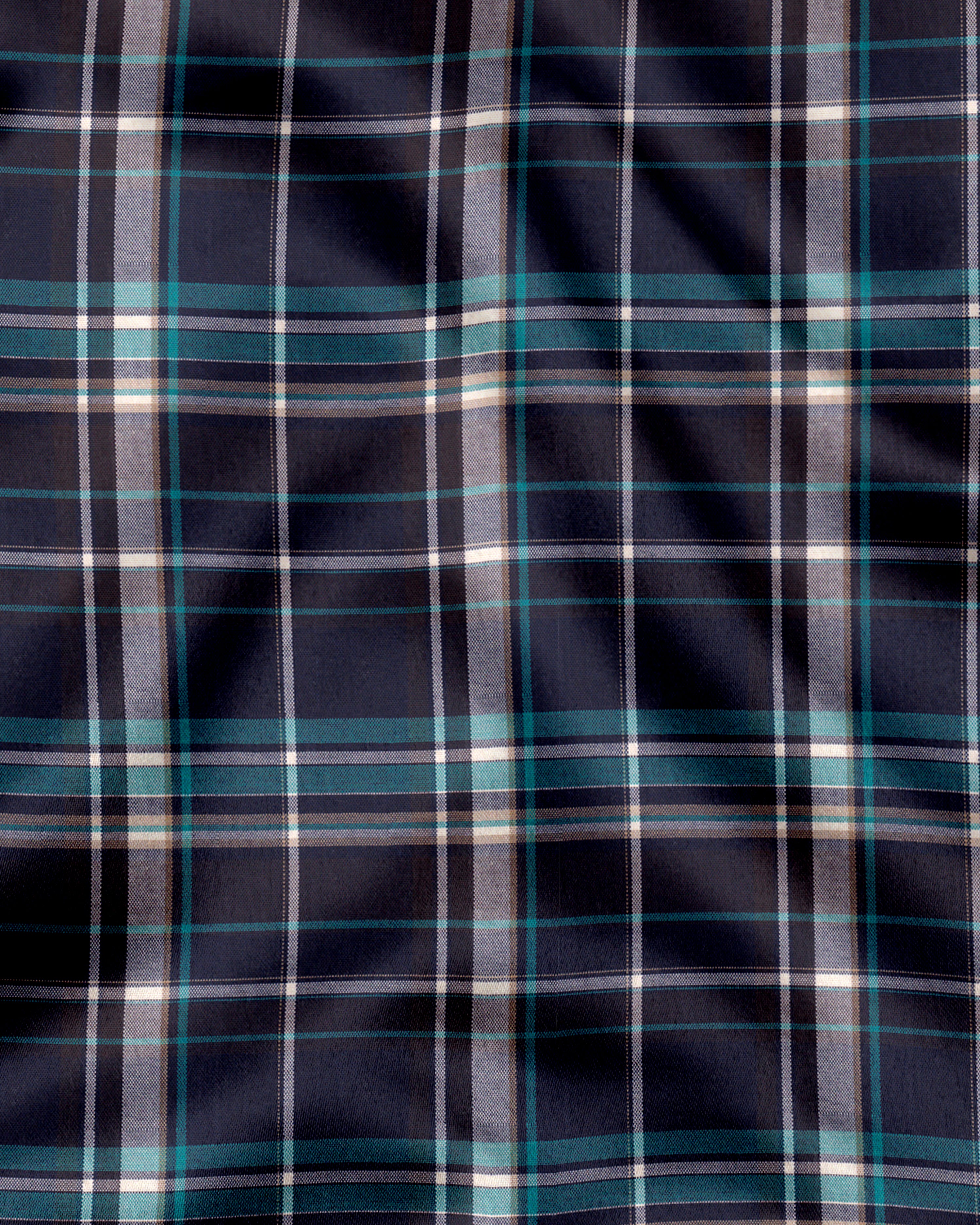 Blue Grid Pattern Cotton Shirts - Timeless White Checks