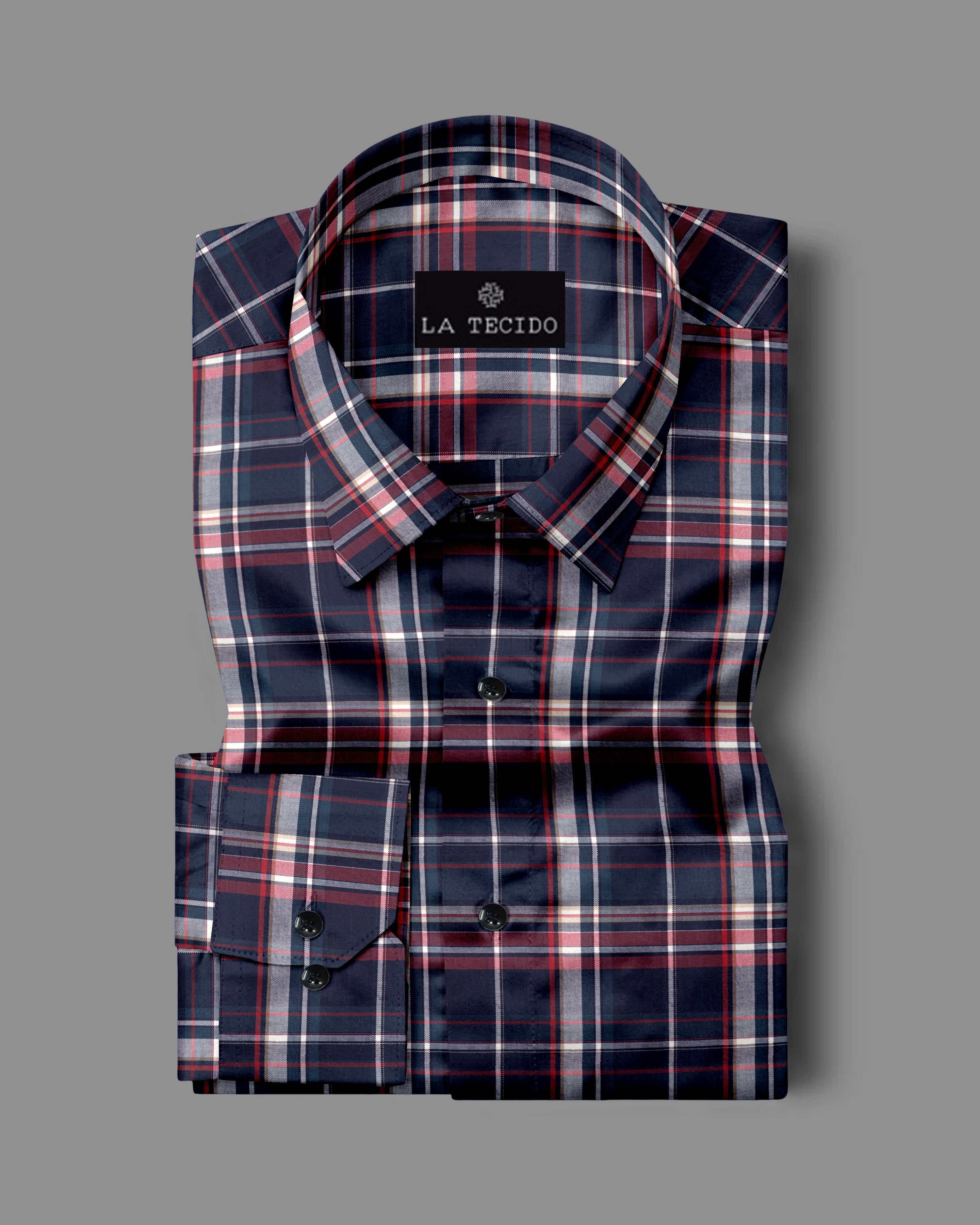 Blue & Red Checkered Cotton Shirt - Bold Pattern Design