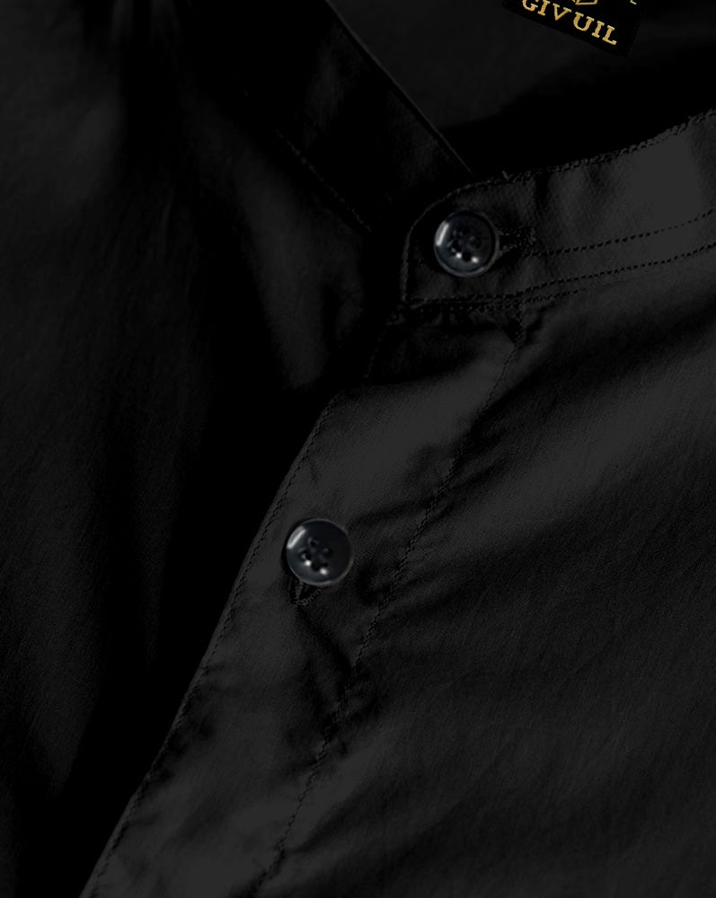 Black Giza Satin Cotton Full Sleeve and Chinese Collar Shirt For Men