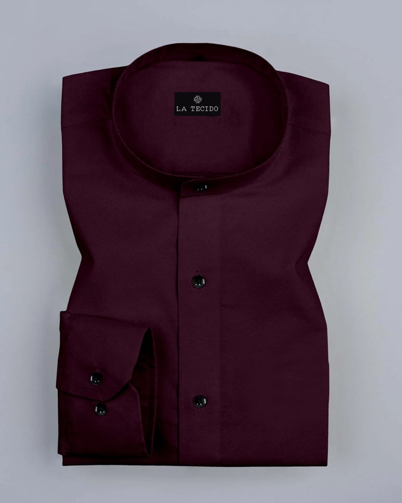 Purple Giza Satin Cotton Full Sleeve and Chinese Collar Shirt For Men