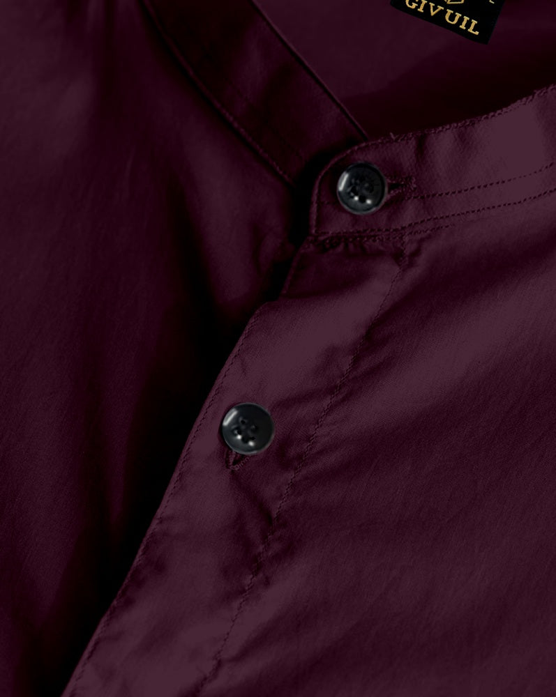 Purple Giza Satin Cotton Full Sleeve and Chinese Collar Shirt For Men