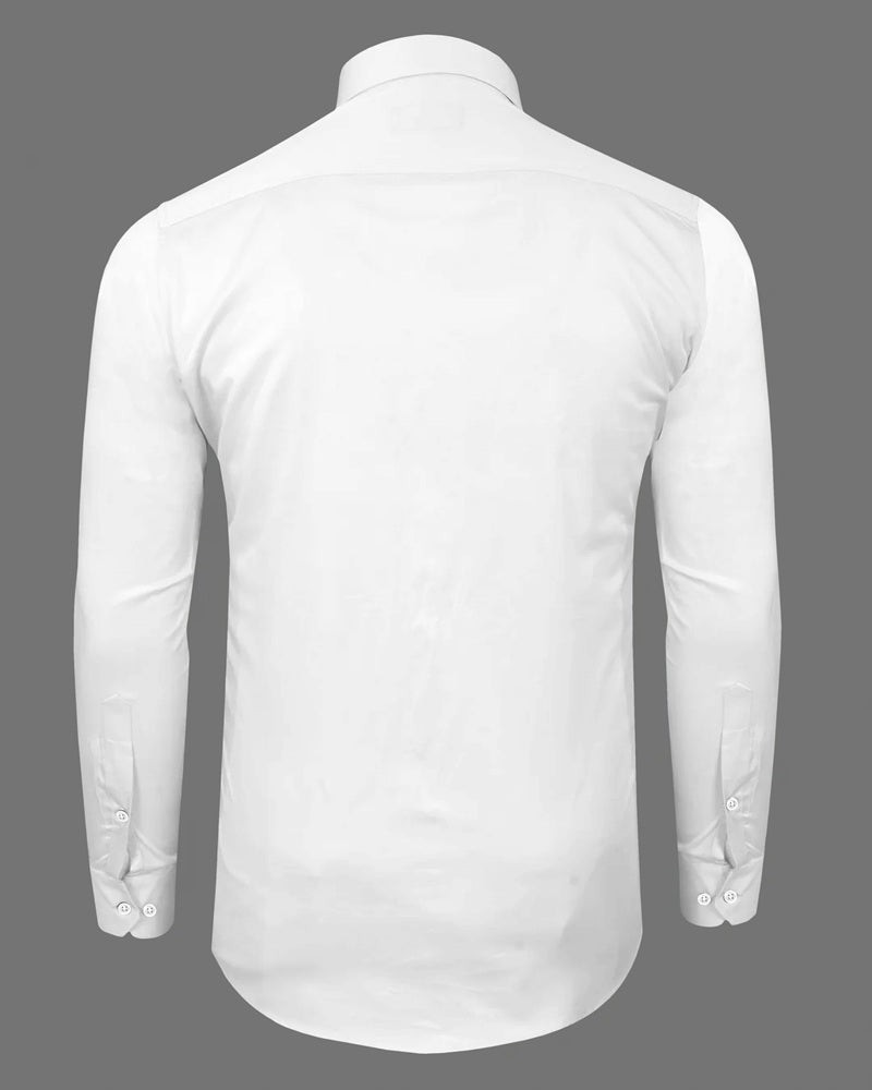 Timeless Plain White Satin Shirt in Giza Cotton