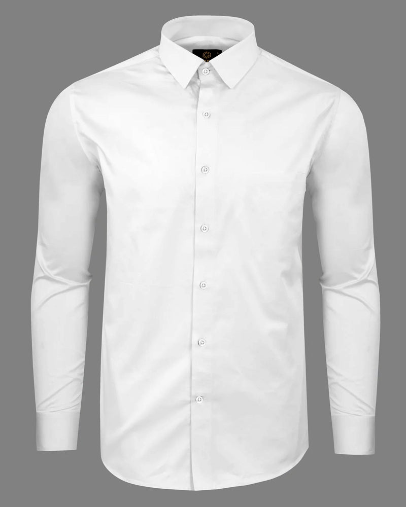 Timeless Plain White Satin Shirt in Giza Cotton