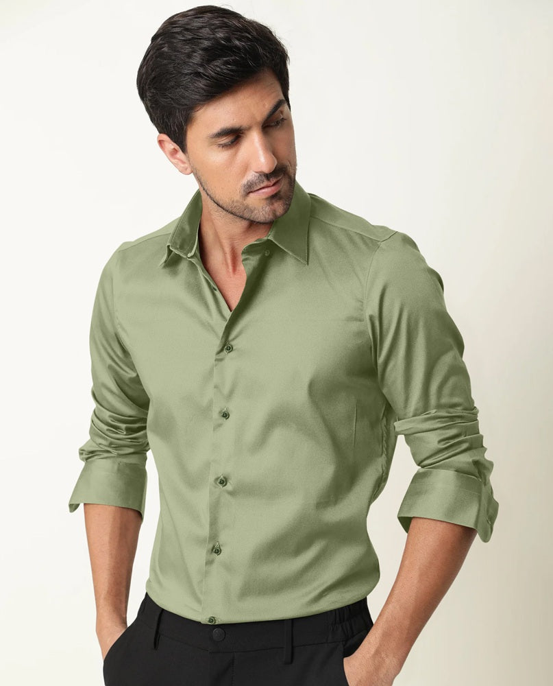Premium Oxford Cotton Shirt – Olive Green