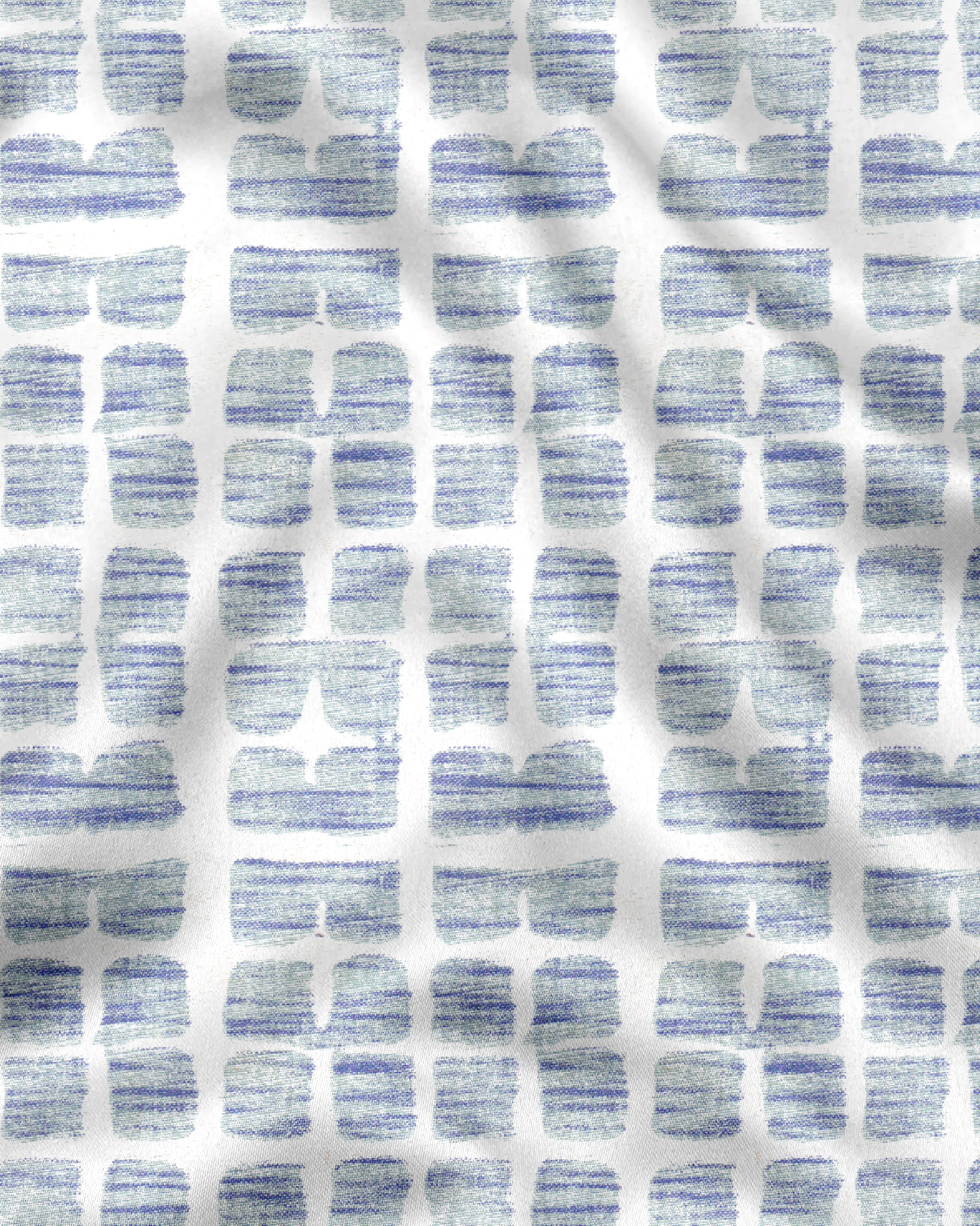 Casual Blue & White Small Check Print Men's Long Sleeve Shirt - Front Pocket