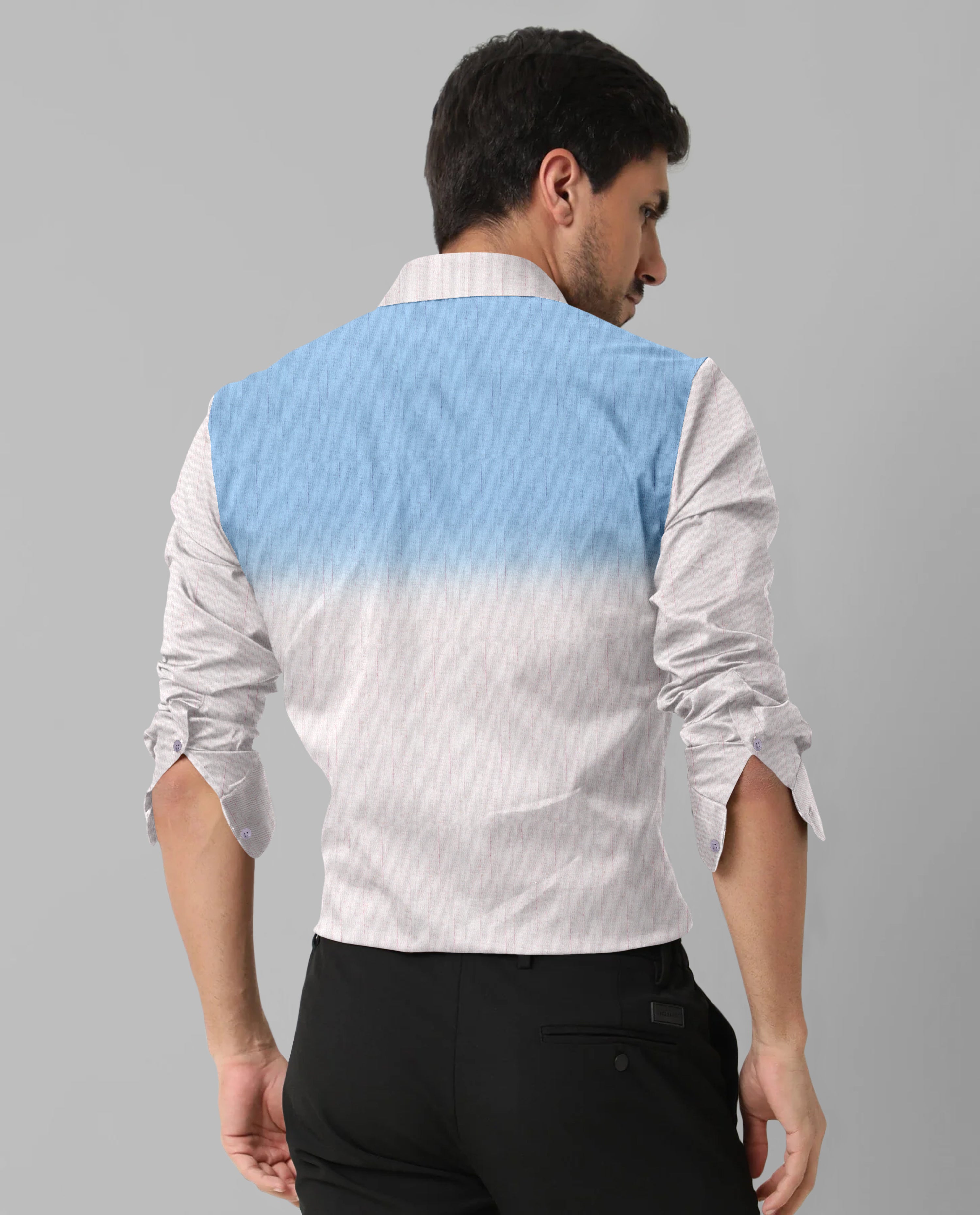 Dual Tone Blue & White Designer Printed Shirt