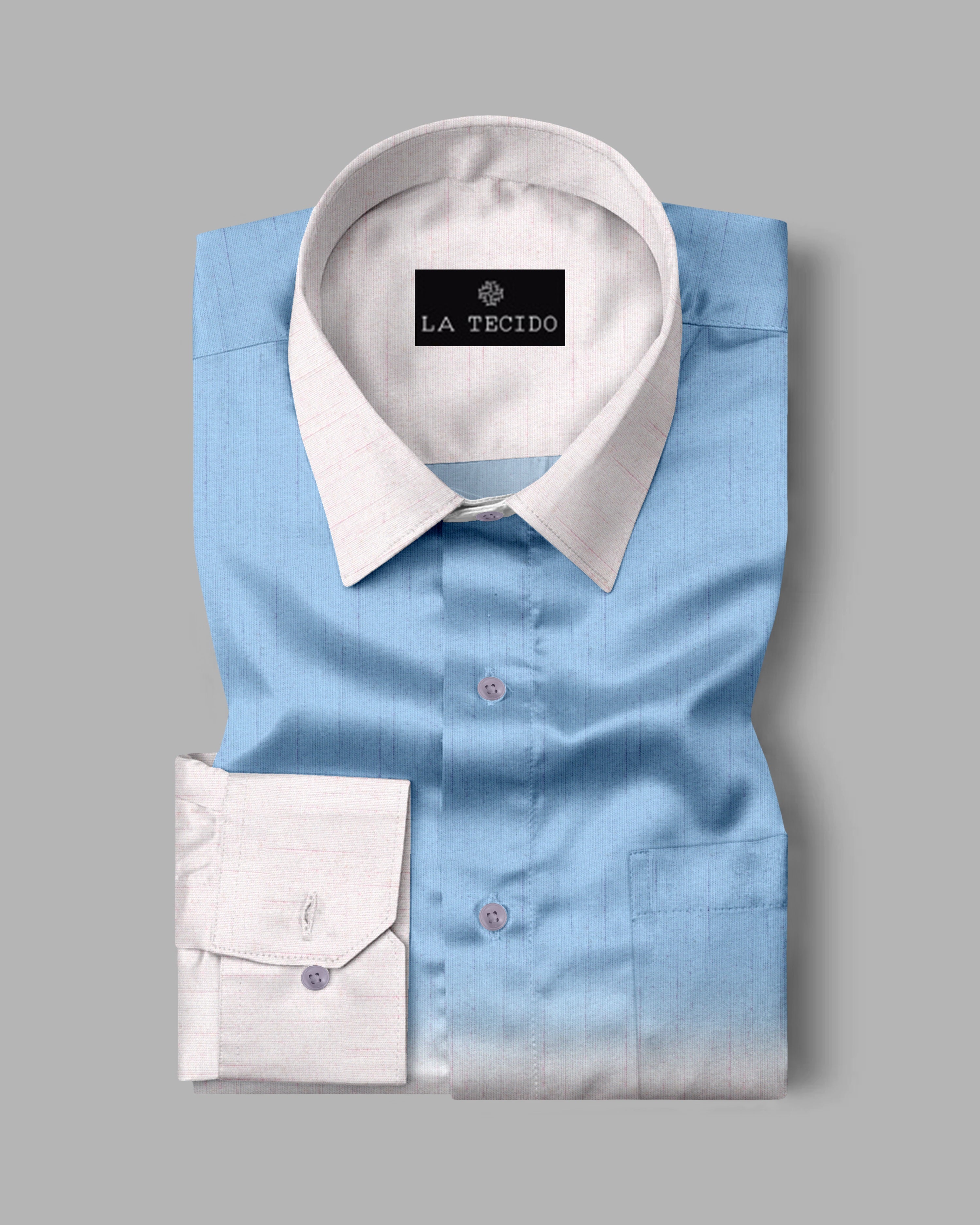 Dual Tone Blue & White Designer Printed Shirt